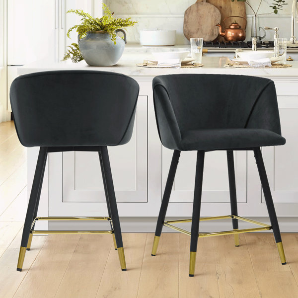 Mercer41 Swivel Velvet Barstools, Set Of 2 & Reviews Wayfair